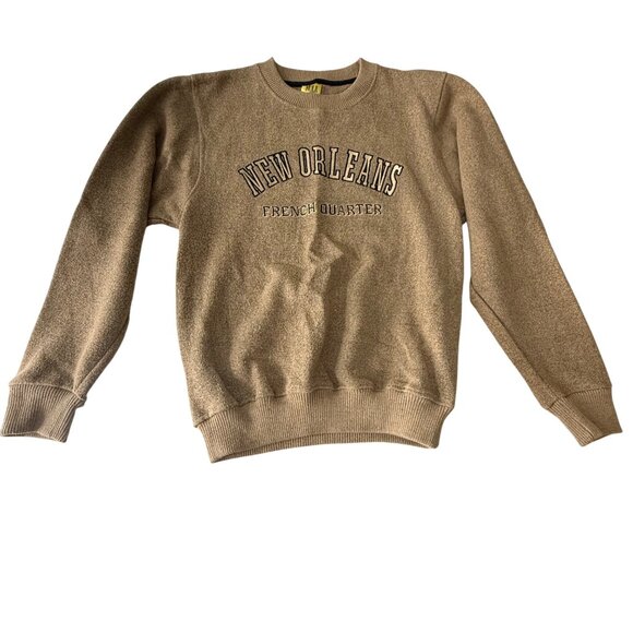 New Orleans French Quarter Brown Crewneck Sweatshirt, M - Picture 1 of 5